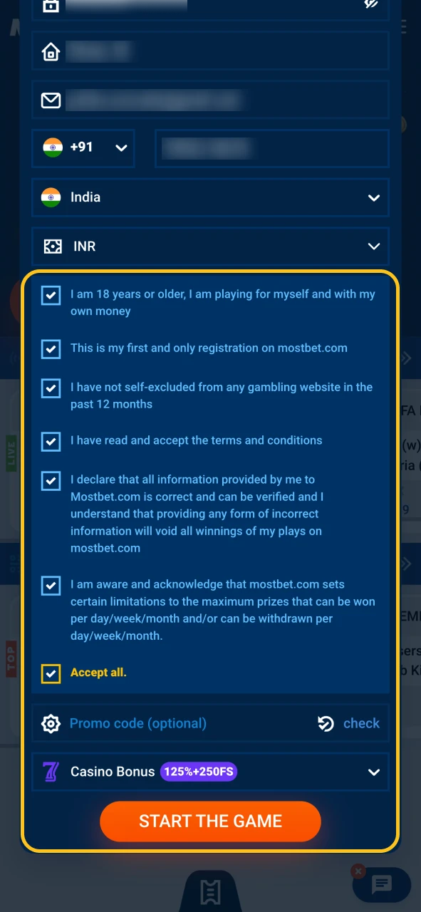 Accept the platform's terms of use and complete your registration for Chicken Road game.