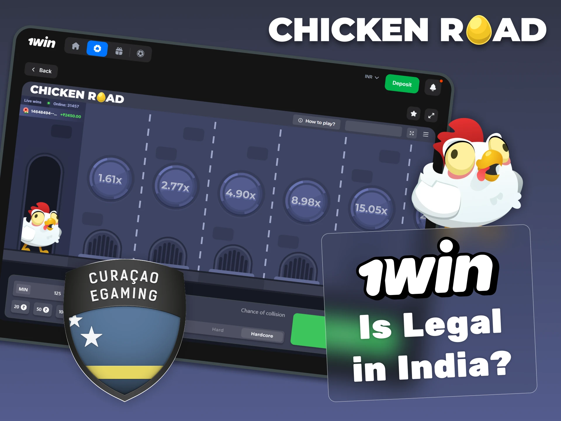 Be confident in the legality and security of the 1Win platform for playing Chicken Road.