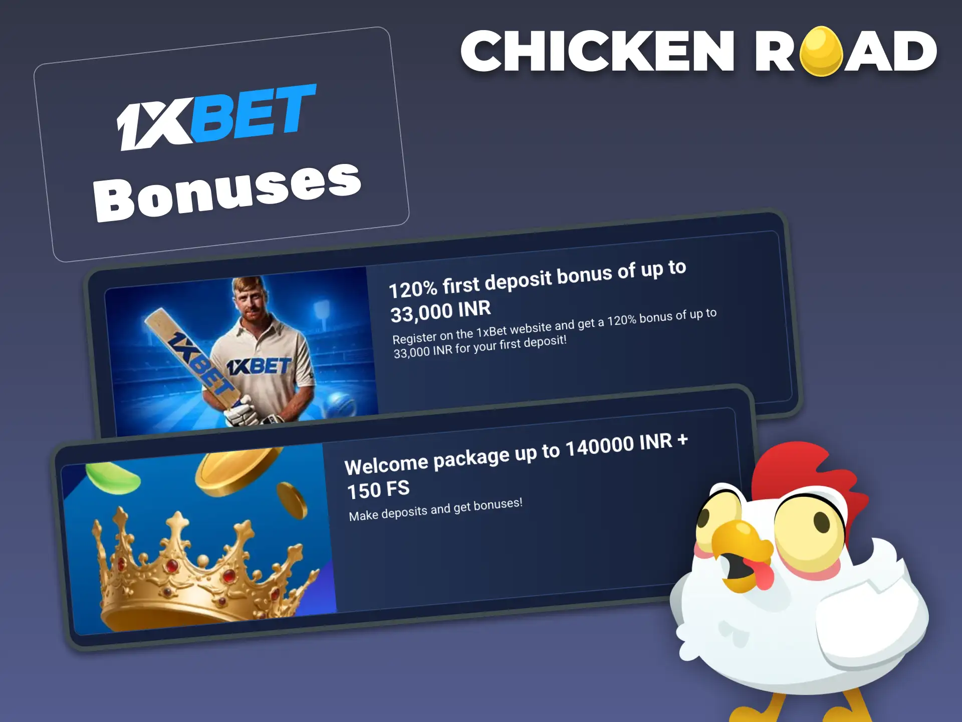 1xBet bonuses include match deposit, weekly cashback, and gift rewards to enhance Chicken Road gameplay.