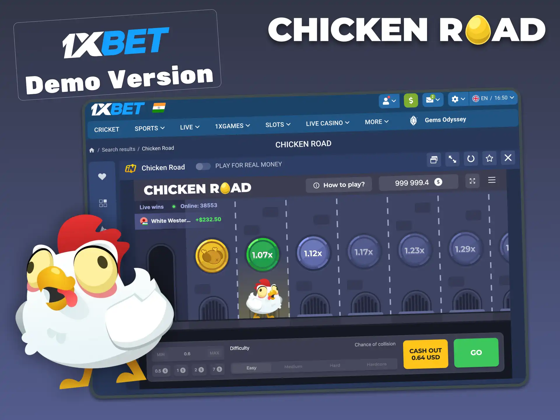 Play the 1xBet Chicken Road demo version to explore the game without using real money.