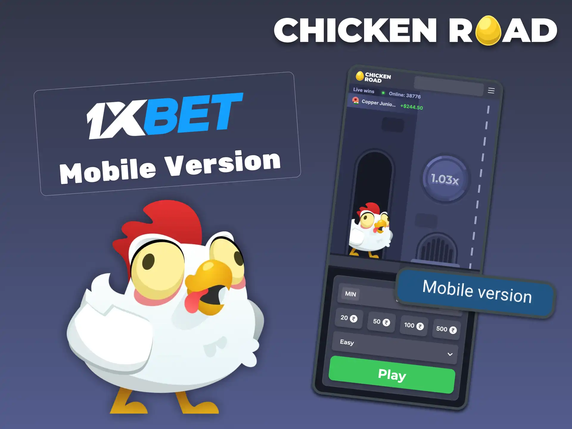 Play 1xBet Chicken Road instantly in your mobile browser without any installation.
