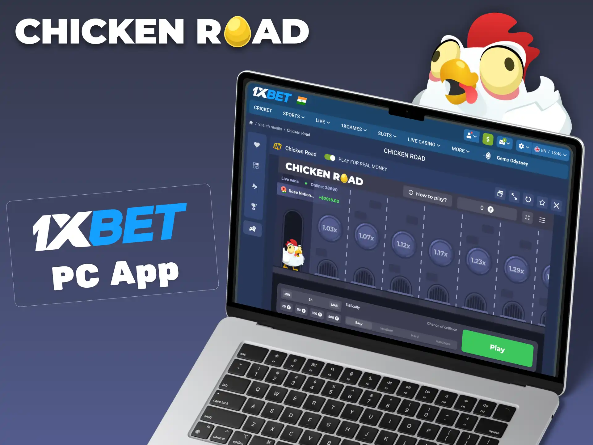 Access casino, sportsbook, and crash games including Chicken Road through the 1xWin desktop client.