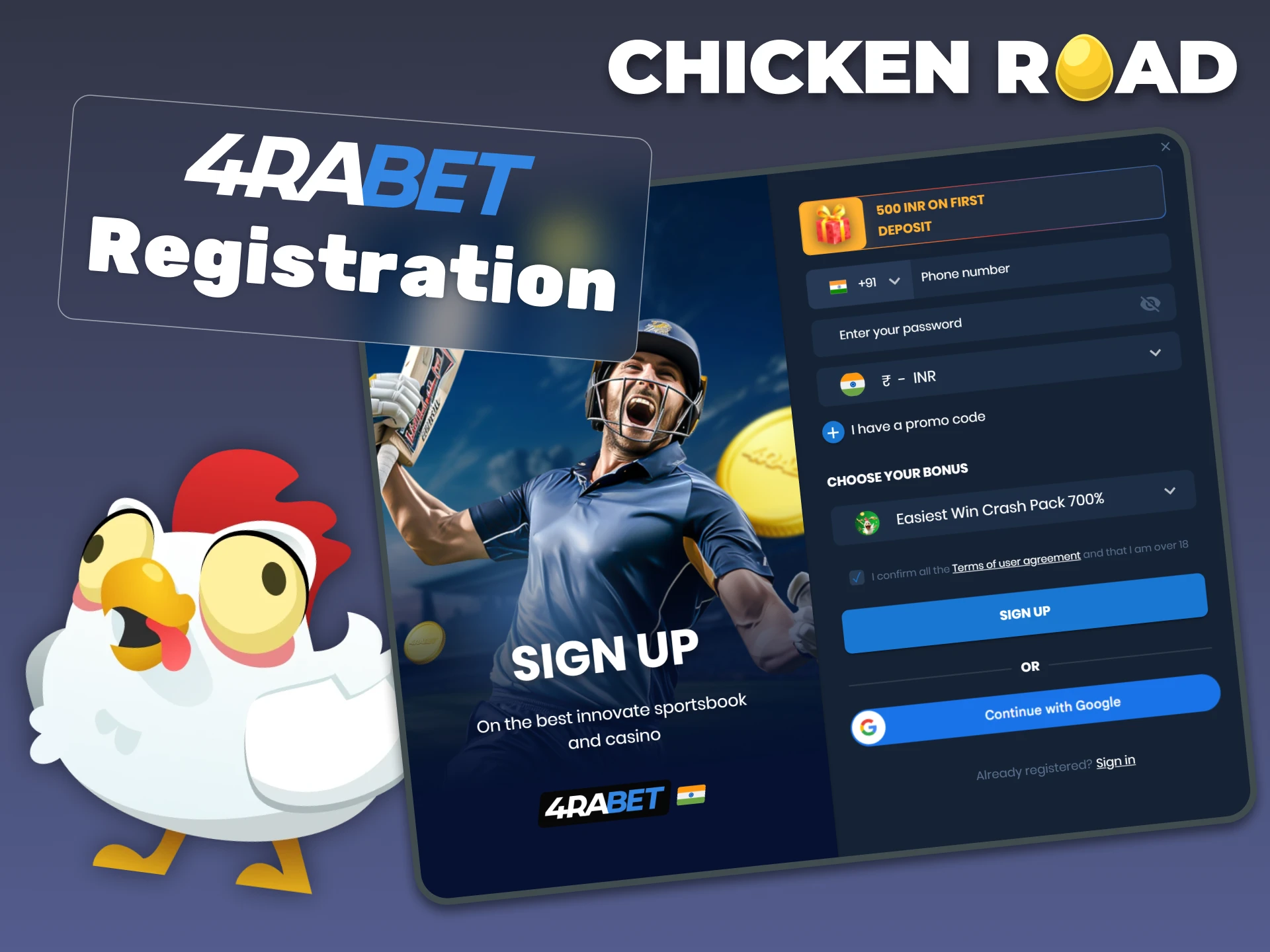 Fill out the 4rabet registration form to create an account.