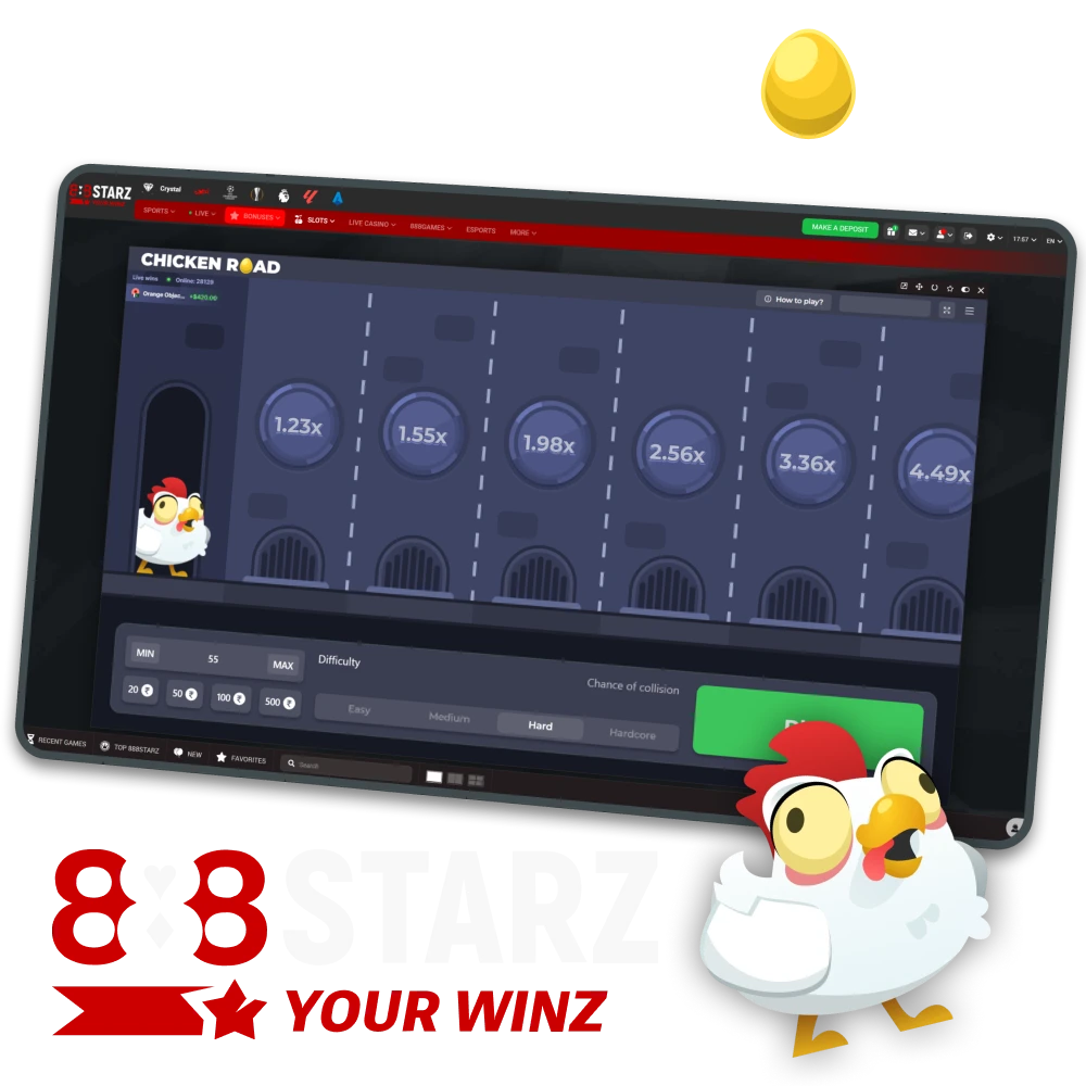 Play Chicken Road with 888starz.