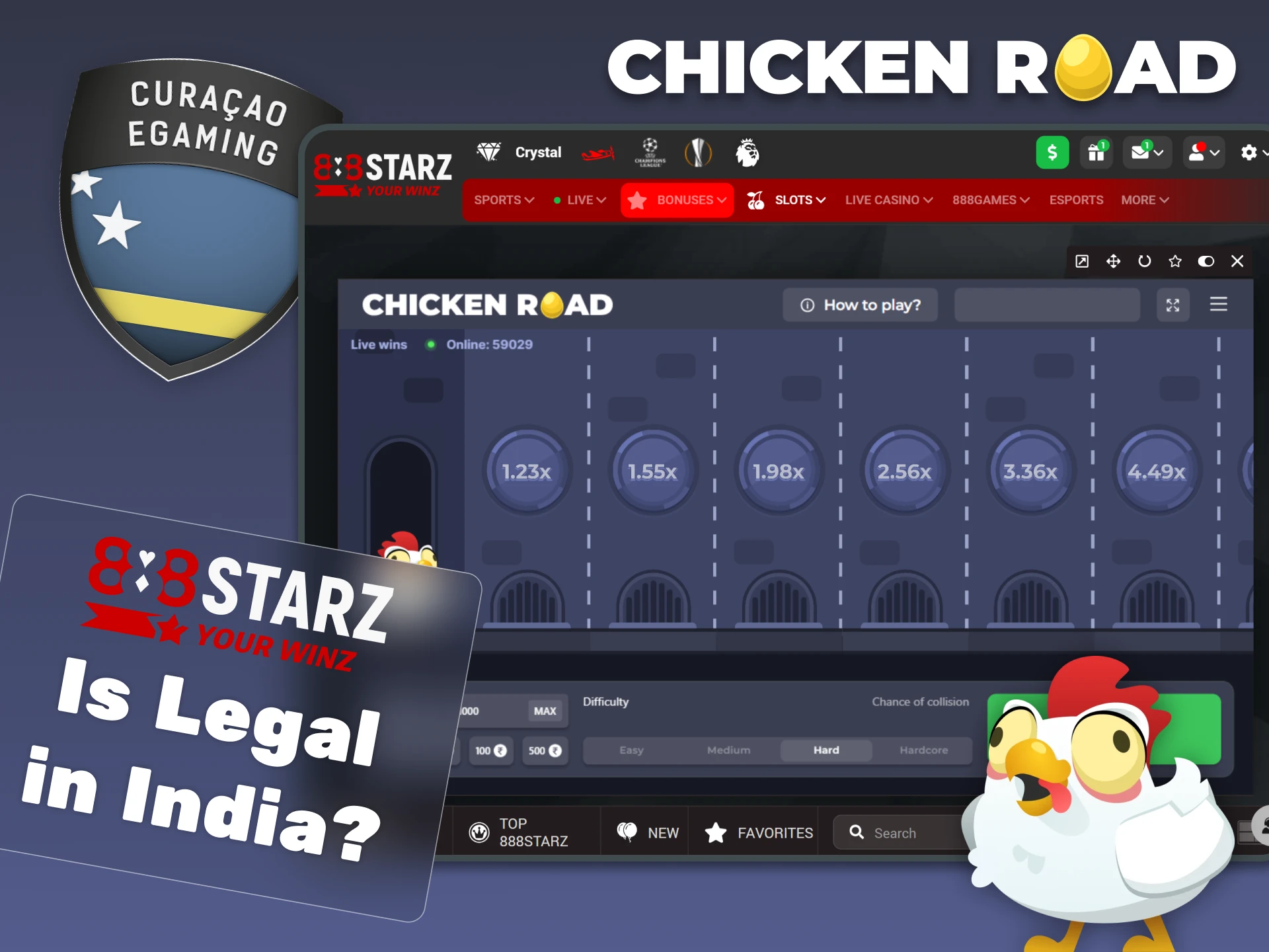 Play Chicken Road with the licensed casino 888starz.