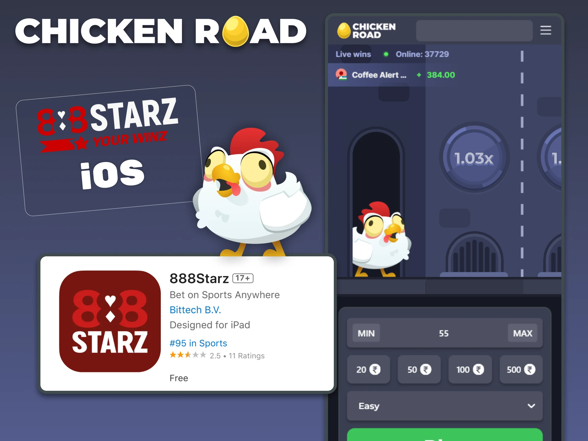iOS users can install the 888starz app and play Chicken Road anytime.