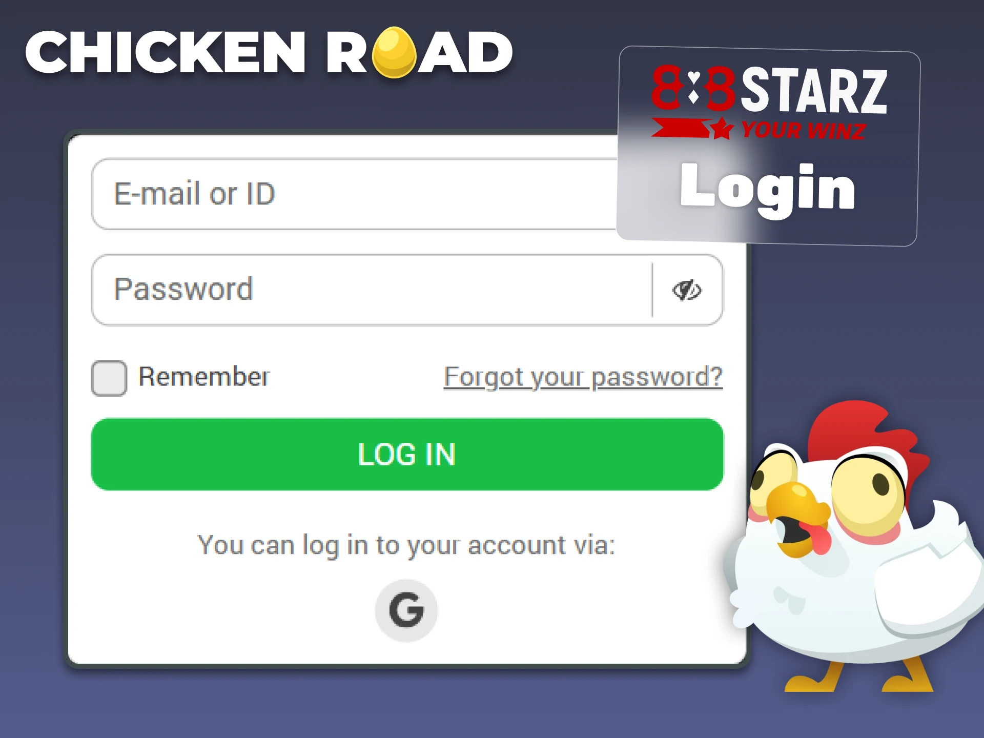 Enter your login details for your 888starz account.
