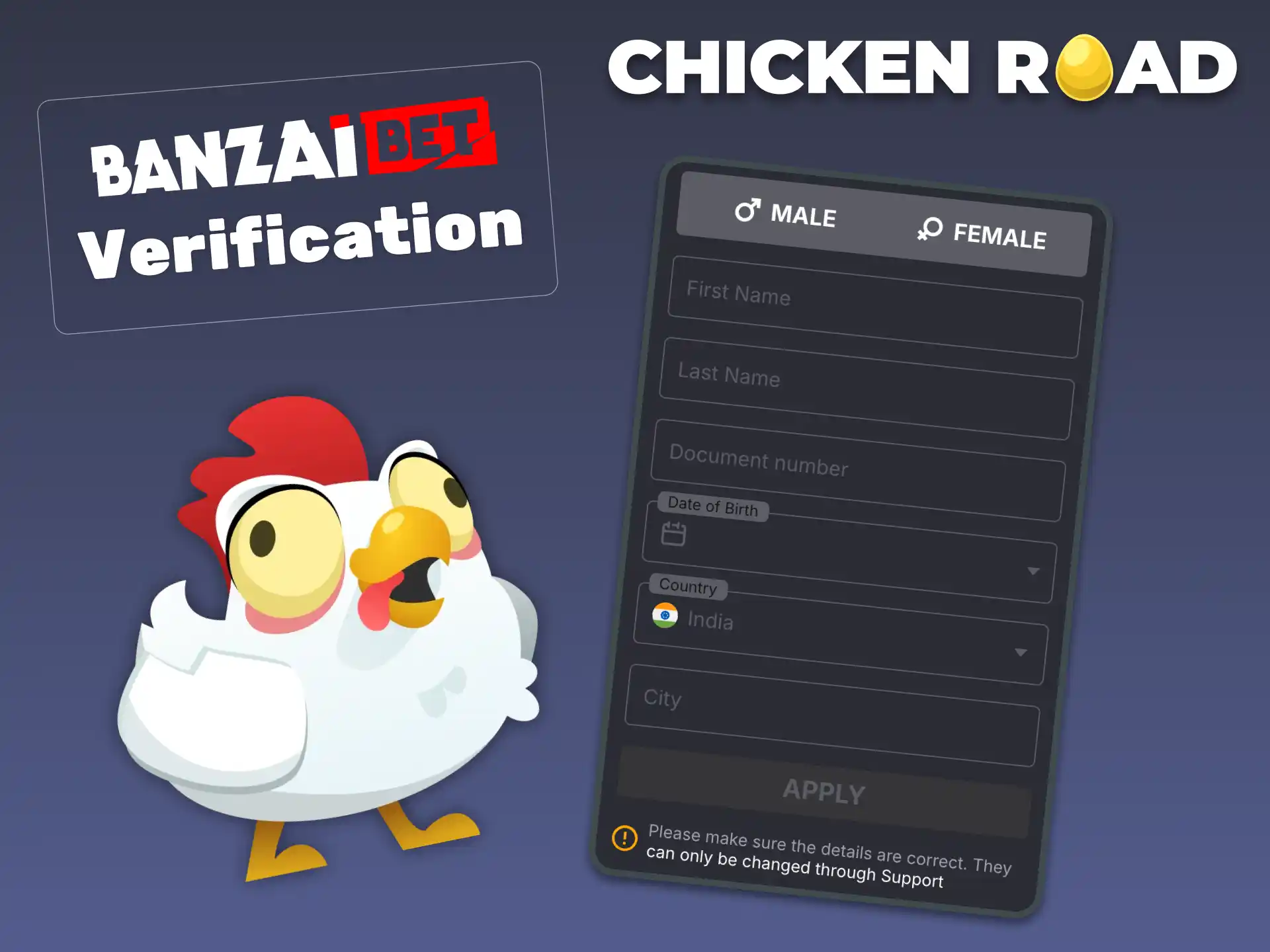 Verifying account on Bluechip using passport or national ID to play Chicken Road without limits.
