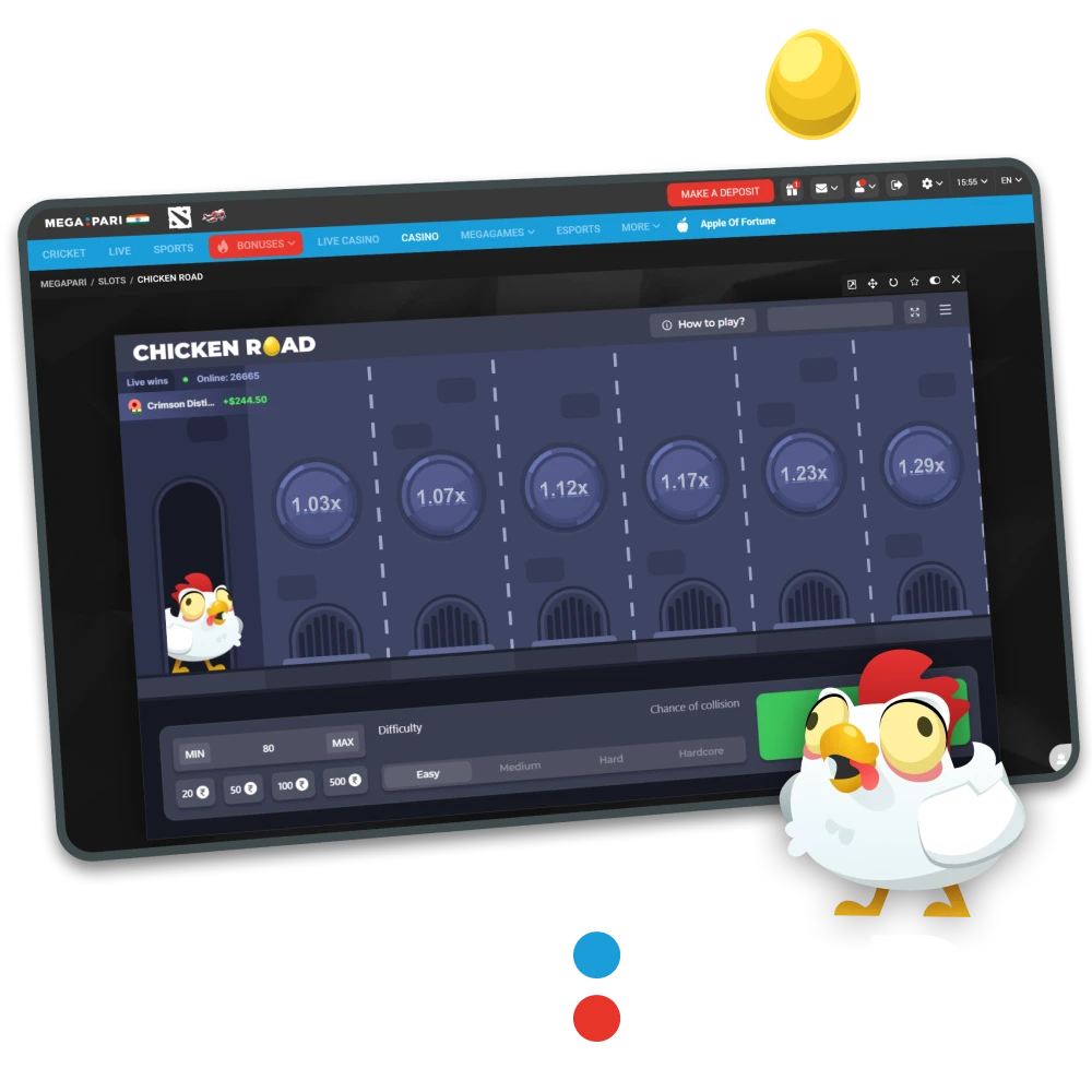 Join the game in Chicken Road at Megapari.