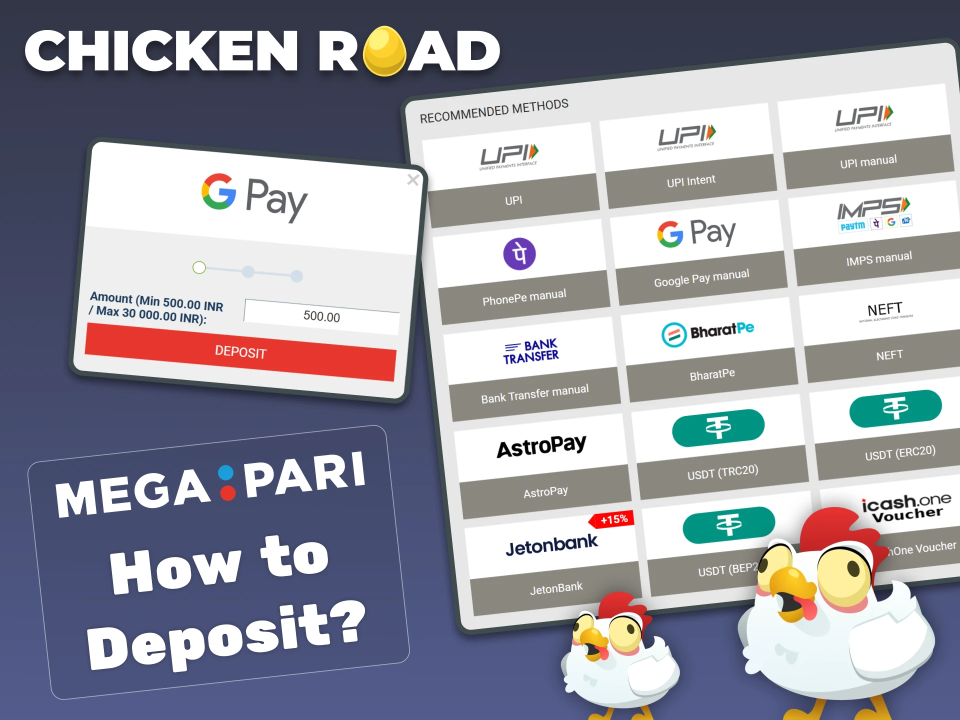 At Megapari, you will find various ways to make a deposit.