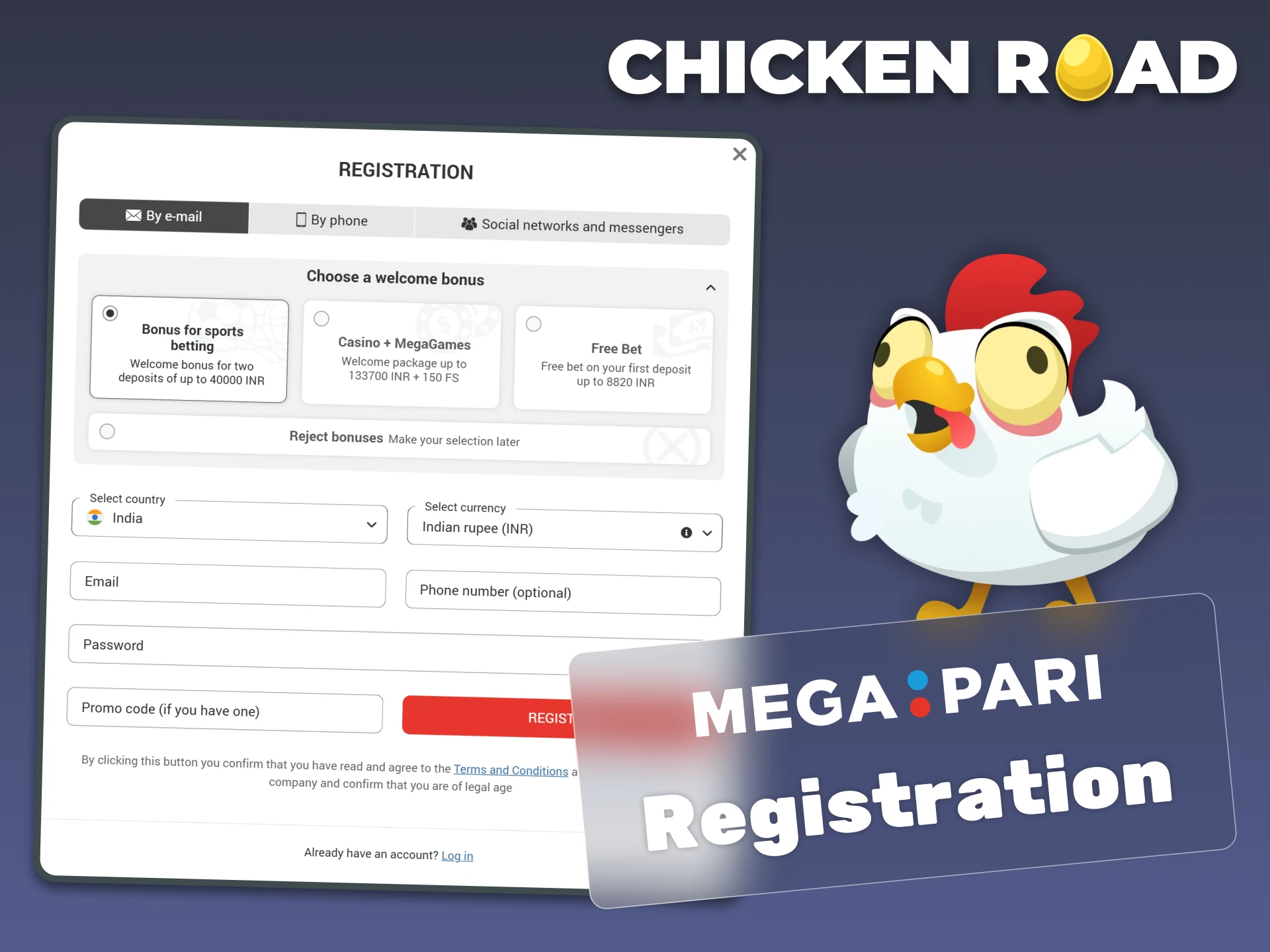 You can choose any method of registering with MegaPari.