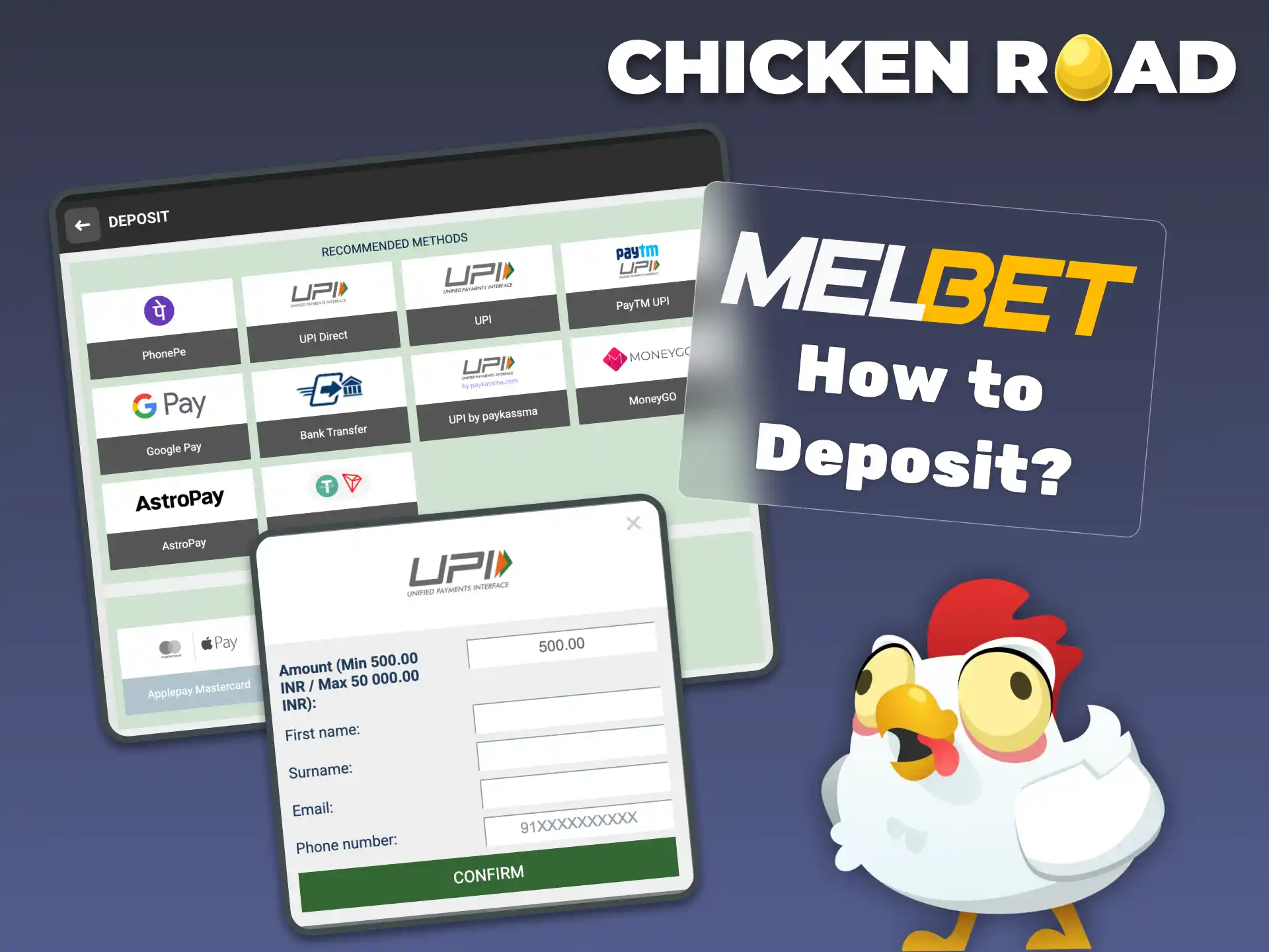 Add funds to your Melbet account to play Chicken Road.