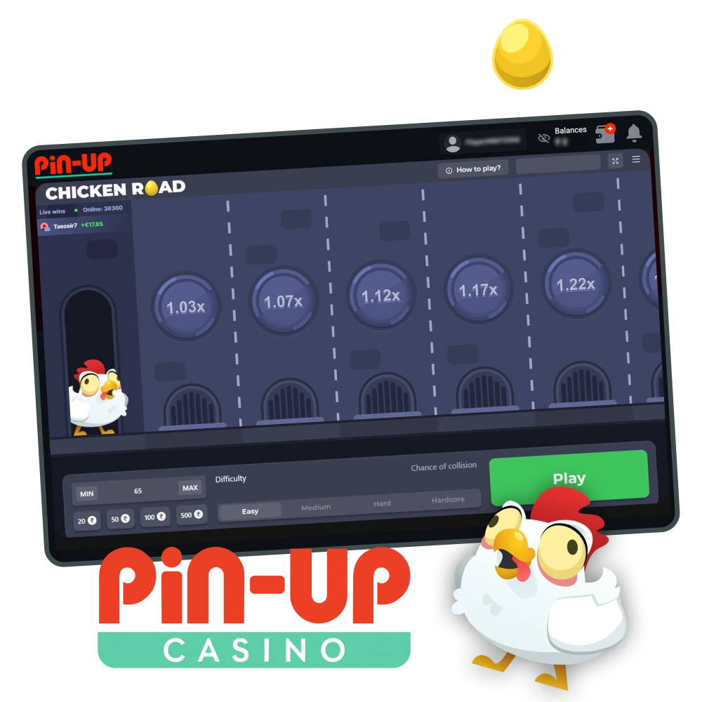 Chicken Road crash-style game at Pin-Up Casino, offering fast-paced action and real-money rewards.