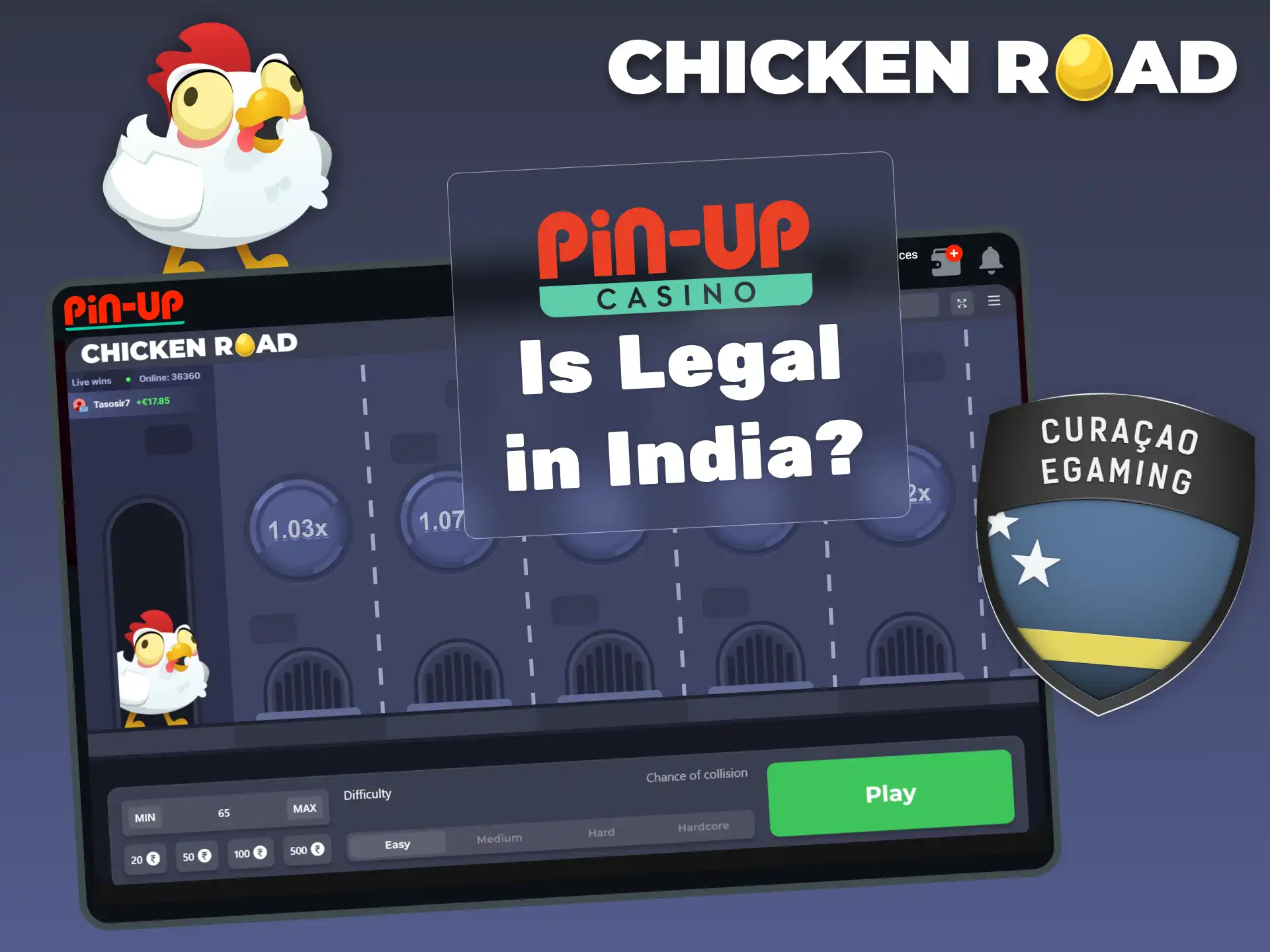 Play Chicken Road for real money on Pin-Up under legal offshore regulations accepted in India.