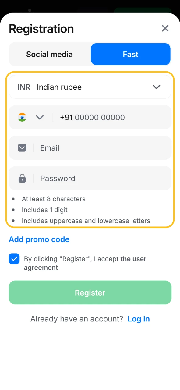 Provide the necessary information to create an account and claiming Chicken Road free code.