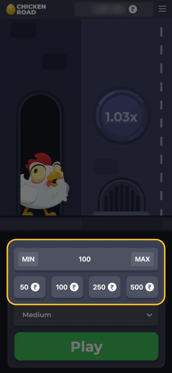 Set your bet before you start playing Chicken Road.