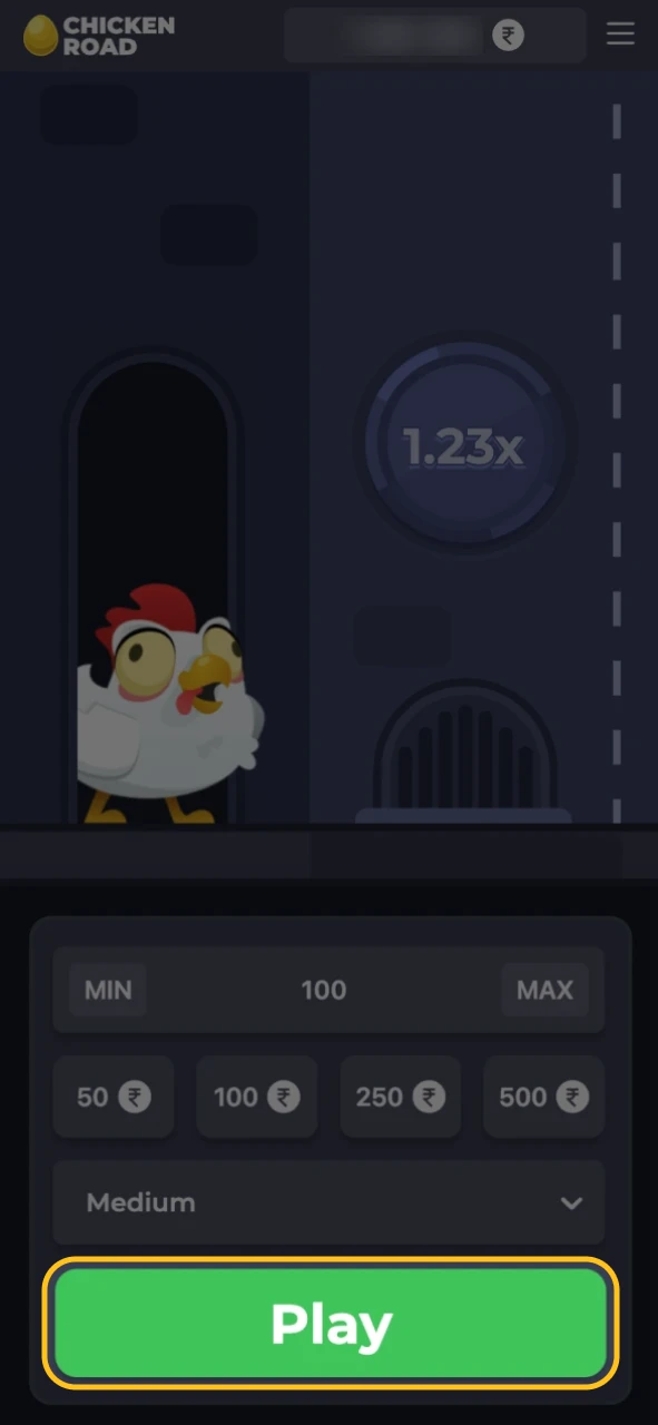 Click on the play button to start playing Chicken Road online.