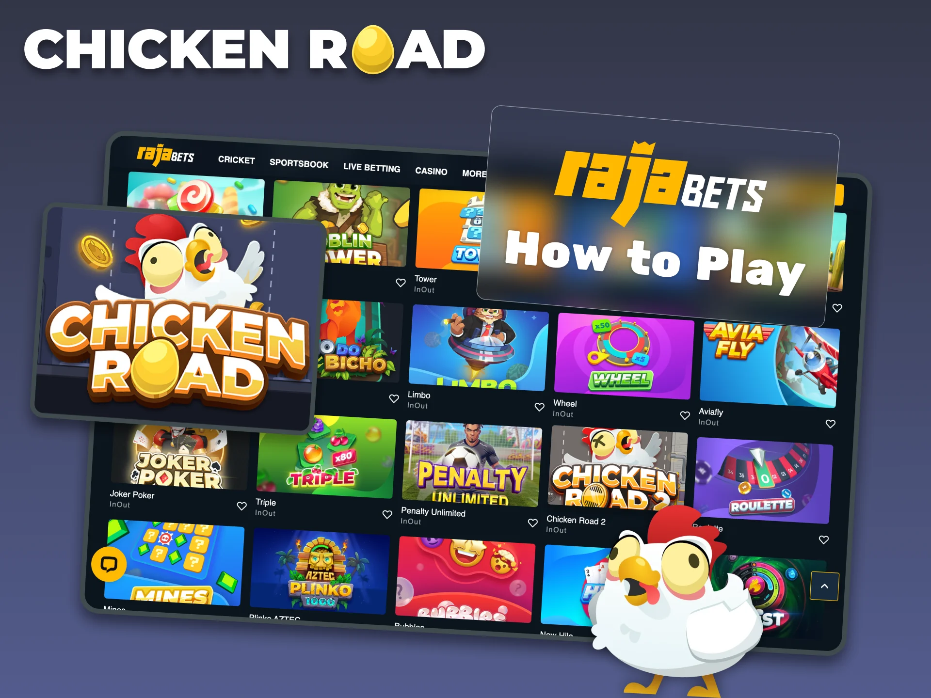 Sign up at RajaBets, deposit and play Chicken Road now.